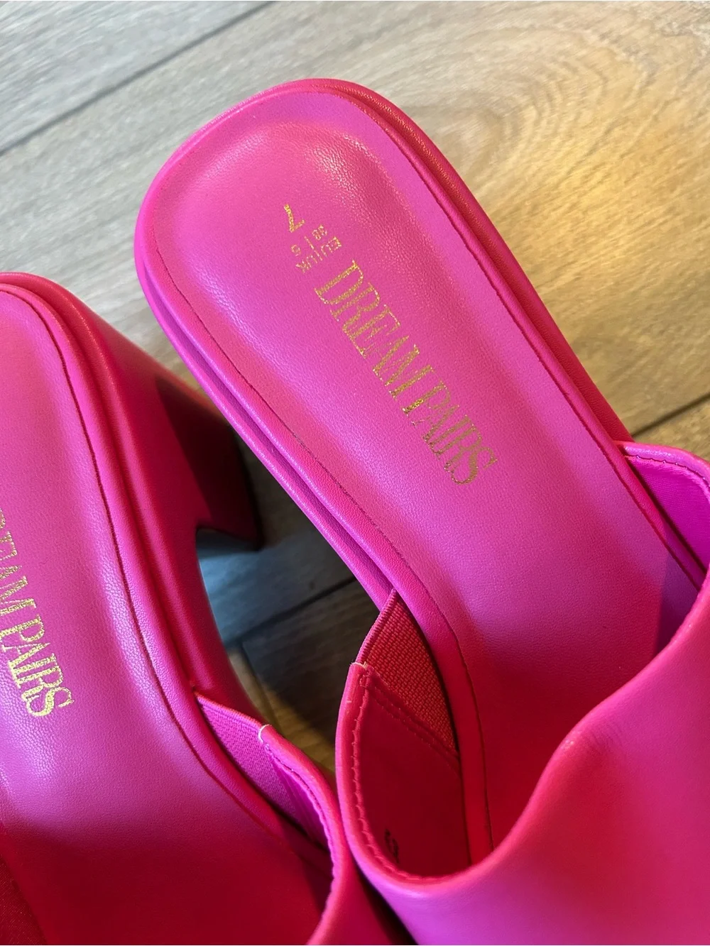 DREAM PAIRS Slip On Chunky Platform Slide Sandals Hot Pink Size 7